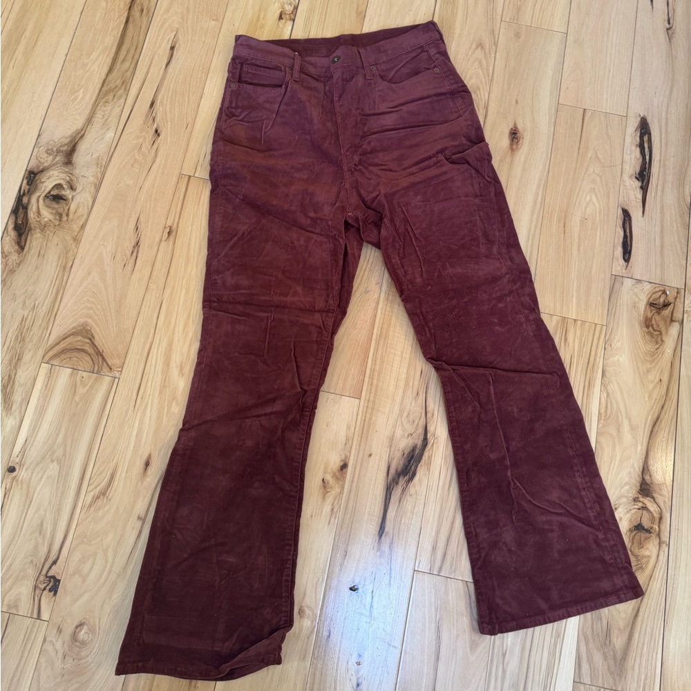 Uniqlo Women's Straight Leg Corduroy Jeans in Burgundy